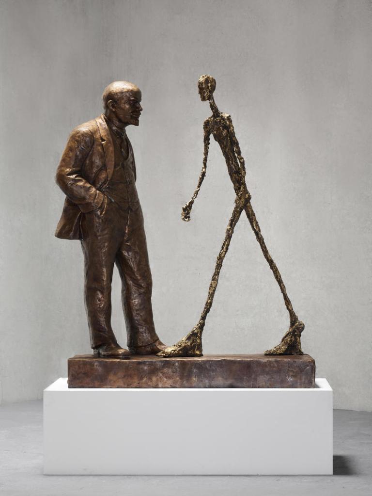 Sculpture by Leonid Sokov (1994). The Meeting of Two Sculptures: Lenin and Giacometti. 